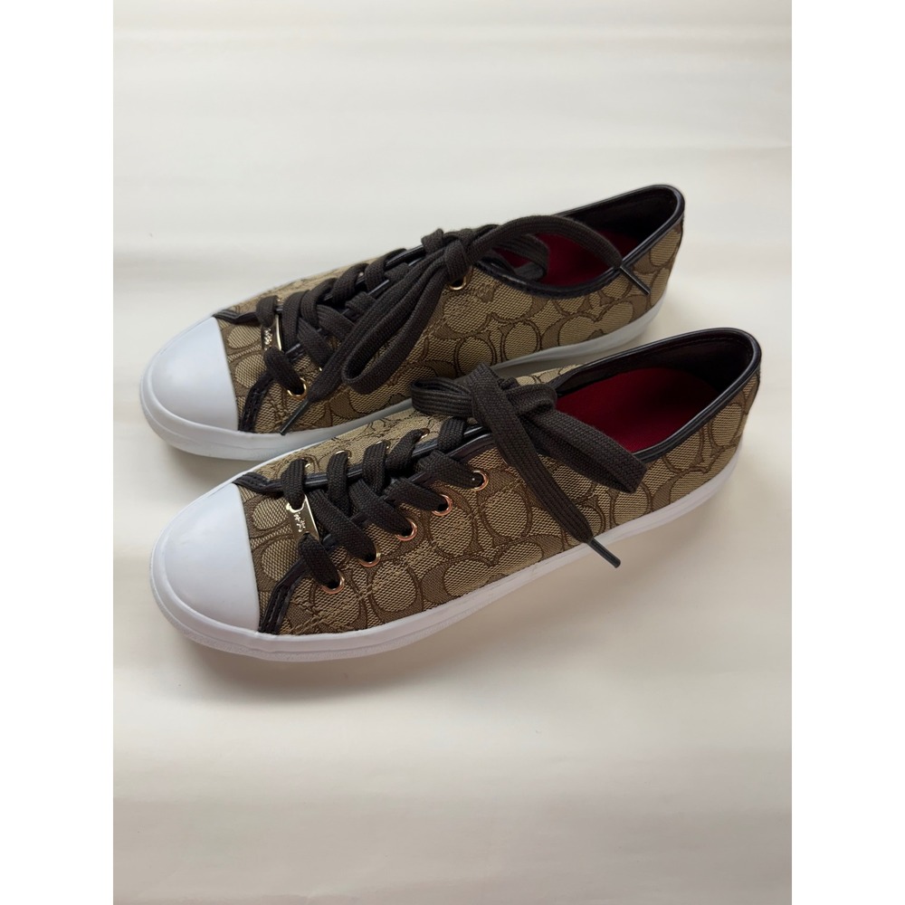 Coach Empire Signature Canvas Sneakers Brown Canvas Sz 8.5